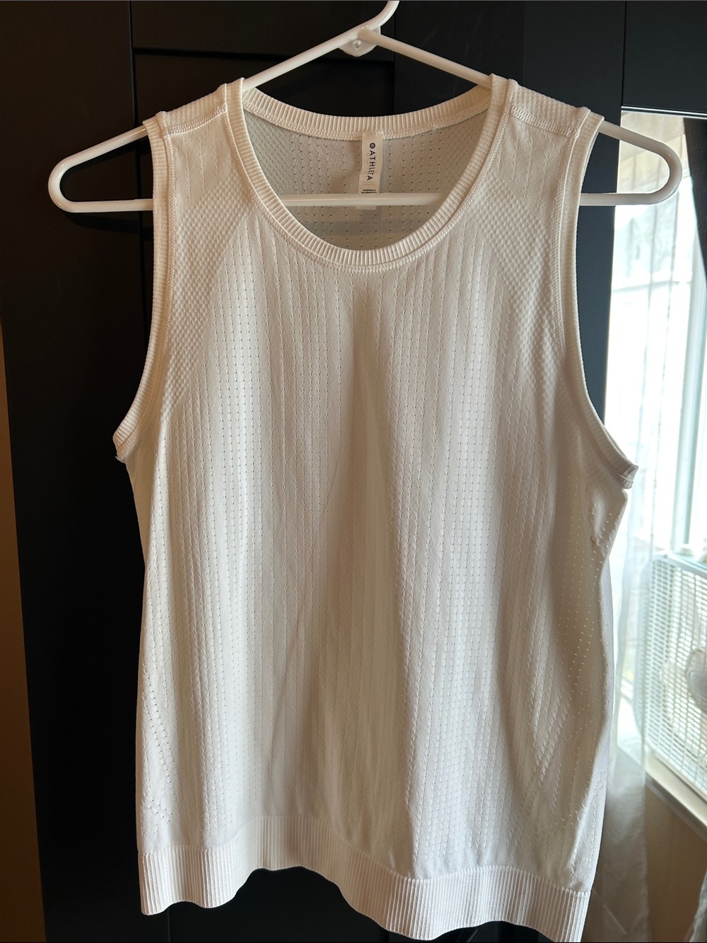 Athleta White Perforated Knit Tank